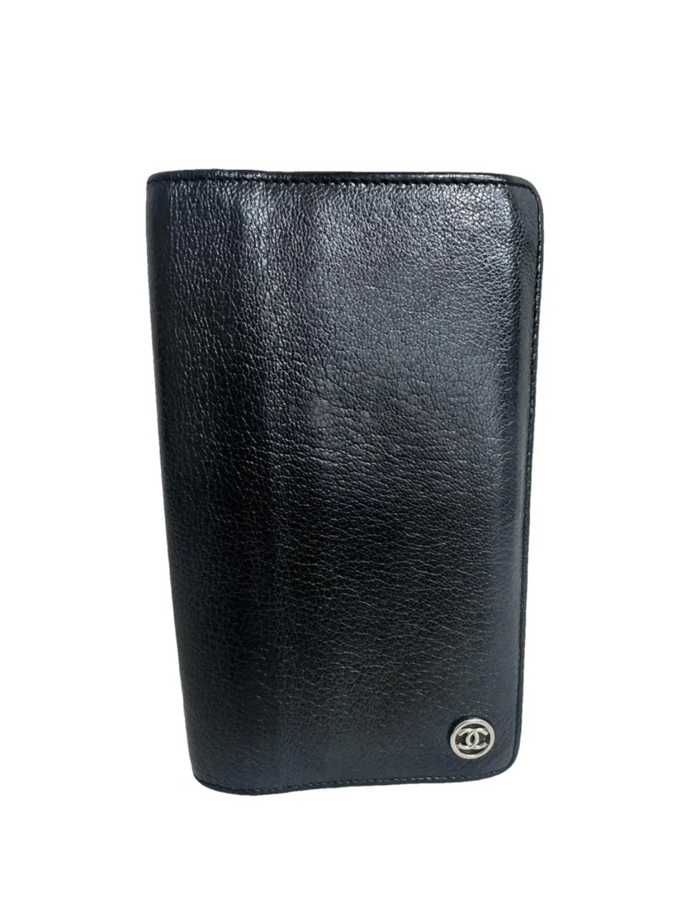 CHANEL Caviar Leather Wallet with Silver CC Emblem